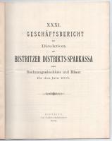 1906 XXI. Geschäftsbericht der Direktion der Bistritzer Distrikts-Sparkassa samt Rechnungsabschluss ...