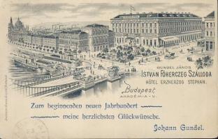 Budapest V. A Gundel János-féle István főherceg Szálloda és Kávéház litho (fa)