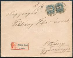 1896 2 x 10kr (pár) túlsúlyos ajánlott levélen, kiállítási minőségben "BUDAPEST / FŐPOSTA" - "ÖTTEVÉNY"