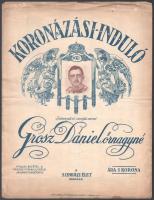 1916 Grosz Dániel őrnagyné: Koronázási induló, címlapon IV. Károly arcképével, hajtott