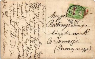 1915 Ipolyság, Sahy; emlék a domboldalról, katonák és hölgyek / group of soldiers and ladies. photo ...