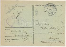 1941 Szabadka (Subotica) visszatért. Tábori Postai Levelezőlap magyar szalaggal, irredenta / Hungari...