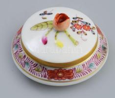 1942 Waldstein multicolor gyűrűtartó, plasztikus virág fogóval, jelzett, hibátlan, d: 6,5 cm