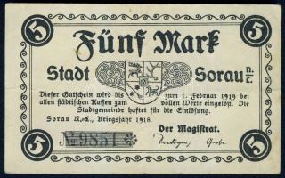 Német Birodalom/Császárság/Sorau 1918. 5M hivatalos érvénytelenítéssel T:II/III+