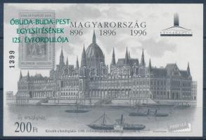 1998/F6b Óbuda-Buda-Pest feketenyomat emlékív zöld felülnyomással (12.000)