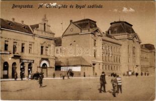 1923 Beregszász, Beregovo, Berehove; M. kir. Törvényszék, Royal szálloda és kávéház, Dobos Gyula üzlete / court, hotel and café, shops (EK)