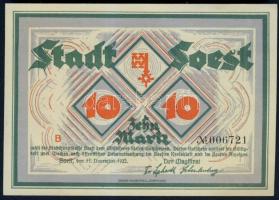 Német Birodalom/Weimari Köztársaság/Soest 1922.11.11. 10M B T:I
