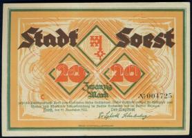 Német Birodalom/Weimari Köztársaság/Soest 1922.11.11. 20M C T:I-