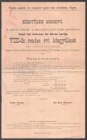 1899 Végvár, a végvári takarék- és önsegélyző egylet mint szövetkezet VIII. rendes évi közgyűlésének meghívója. Temesvár, Csendes Jakab-ny., 8 p. Tűzött papírkötés, néhány kis szakadással.