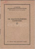 A Magyar Belorvosok Egyesületének VIII. naggyűlésének napirendje 1938