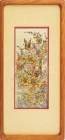 Virág- és lepkemotívumokkal festett kép, feltehetően Kína, XX. sz, közepe, olvashatatlan jelzéssel, ...