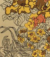 Virág- és lepkemotívumokkal festett kép, feltehetően Kína, XX. sz, közepe, olvashatatlan jelzéssel, ...