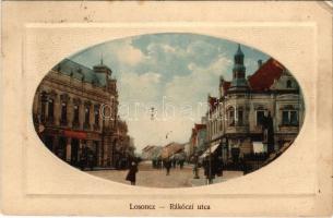 1914 Losonc, Lucenec; Rákóczi utca, Redlinger Ignác üzlete. Kármán kiadása / street view, shops (EK)