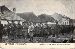 1915 Varannó, Vranov nad Toplou; Világháborús emlék, orosz hadifoglyok. Spira Ábrahám kiadása / WWI K.u.K. military, Russian POWs (prisoners of war) (fa)