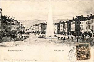 Besztercebánya, Banská Bystrica; Béla király tér, szökőkút, Kohn Ignác üzlete. Walther Adolf és Társai kiadása / square, fountain, shops