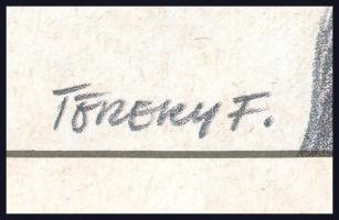 cca 1980-2000 Töreky Ferenc (1922-2006): Női akt. Nyomat, papír, jelzett a nyomaton, 34,5×23,5 cm