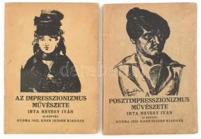 2 db művészeti könyv:Hevesy Iván: a posztimpresszionizmus művészete. + Hevesy Iván: Az impresszionizmus művészete. Gyoma, 1922. Kner Izidor. kiadói kartonált papírkötésben, enyhén foltos lapokkal