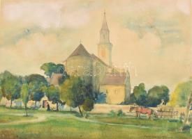 Győri Frigyes (-): Makói részlet, 1927. Akvarell, ceruza papír, jelzett, 35×47 cm