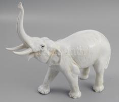 Ens porcelán elefánt. Kézzel festett, jelzett, hibátlan 30x29 cm