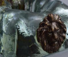 2 db design üveg gyertyatartó bronz oroszlánokkal 5x5 cm