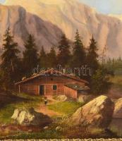 Jelzés nélkül, feltehetőn XIX. sz. második felében működött osztrák festő: Romantikus táj. Olaj, vás...