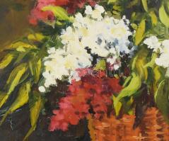 Fegyó Béla (1943-): Csendélet. Olaj, farost. Jelezve balra lent. Dekoratív fakeretben. 35x29 cm