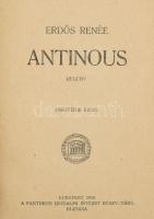 Erdős Renée: Antonius. Bp., 1920, Pantheon, 160 p.+ 6 t. Átkötött félvászon-kötésben, néhány kissé sérült, koszos lappal, ajándékozási bejegyzéssel.