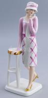 VEB Wallendorfer Porzellanfabrik and Wallendorfer Porzellanmanufaktur GmbH: Charleston táncosnő bárszékkel. Részben aranyozott, polikróm festett mázas és biszkvit porcelán. cca 1966, jelzett, hibátlan, m: 24 cm /// VEB Wallendorfer Porcelain Factory and Wallendorfer Porcelain Manufactory GmbH: Charleston Dancer with Bar Stool. Partially gilded, polychrome painted glazed and biscuit porcelain. Circa 1966, signed, flawless, height: 24 cm