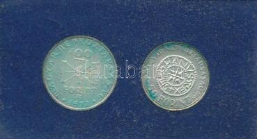 1972. 50Ft Ag + 100Ft Ag "Szent István pár" plasztik tokban T:BU patina 
Adamo EM38, EM39