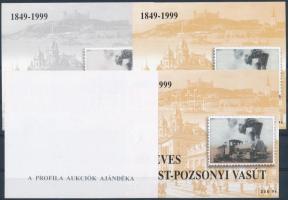 1999/44 150 éves a Pest-Pozsonyi vasút 4 db-os emlékív garnitúra azonos sorszámmal (20.000)