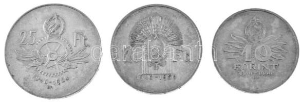 1956. 10Ft + 20Ft + 25Ft Ag "10 éves a Forint (Jó Forint sor)" T:AU patina 
Adamo EM4, EM...