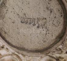 Kávés készlet 12 személyes. 12 csésze, aljjal, kiöntő 30 cm. Ezüstözött réz, jelzett orosz. Üvegbeté...