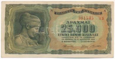 Görögország / Német megszállás 1943. 25.000Dr T:F erős papír Greece / German Occupation 1943. 25.000 Drachmai C:F sturdy paper Krause P#123