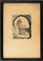 Olvashatatlan (Hans Käsbaur?) jelzéssel: Rothenburgi részlet. Rézkarc, papír, üvegezett fakeretben. ...