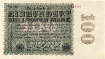 Német Birodalom / Weimari Köztársaság 1923. 100.000.000M (2x) cégnyomat "Sterne mit einer S dar...