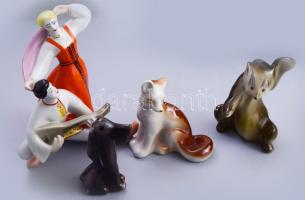 4 darab orosz porcelán figura, közte jelzett, m: 16,5 cm alatt