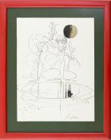 Kass János (1927-2010): Mózes. Szitanyomat, papír, jelzett a nyomaton, üvegezett fakeretben, 30×23 c...