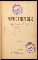 Kárpáti János - Kada Elek: A vasútak keletkezése, fejlődése és üzeme. I-II. köt. (Bp.), 1896, (Burian Mór-ny.), 2 sztl. lev. + 515 p.; 2 sztl. lev. + 288p. A második kötet 397 oldalon lenne teljes! Korabeli aranyozott félvászon kötésben, volt könyvtári példány. A II. kötet utolsó 109 oldala hiányzik. Nagyon ritka!