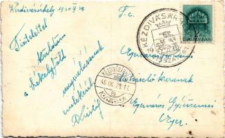 1940 Kézdivásárhely, Targu Secuiesc; bevonulás, díszkapu, katonai zenekar / entry of the Hungarian t...