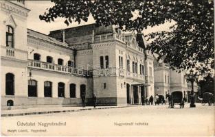 Nagyvárad, Oradea; indóház, vasútállomás. Helyfi László kiadása. Cacaol reklám a hátoldalon / railway station. Advertisement on the backside