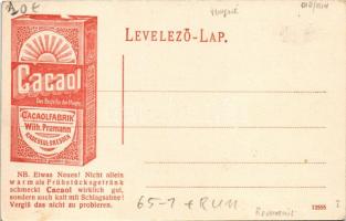 Nagyvárad, Oradea; indóház, vasútállomás. Helyfi László kiadása. Cacaol reklám a hátoldalon / railwa...