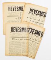 Hevesmegyei Lapok 1937. május 16-30, jún. 6-13., XLVI. évf. 20-24. sz. Főszerk.: Polóny Zoltán. Változó állapotban, közte szakadt, de többnyire jó állapotban, hajtott.