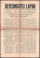 Hevesmegyei Lapok 1937. május 16-23., jún. 13., XLVI. évf. 20-21.,24. sz. Főszerk.: Polóny Zoltán. V...