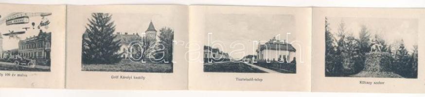 1916 Nagykároly, Carei; Tisztviselőtelep. leporellólap 10 képpel, közte Nagykároly 100 év múlva a jö...