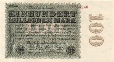 Német Birodalom / Weimari Köztársaság 1923. 100.000.000M (4x) cégnyomat "Sterne mit einer S dar...