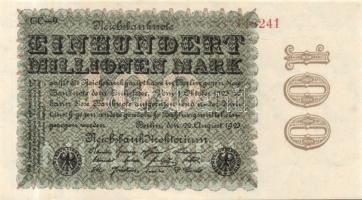 Német Birodalom / Weimari Köztársaság 1923. 100.000.000M (4x) cégnyomat "Sterne mit einer S dar...