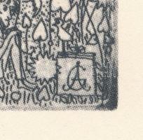 Gross Arnold (1929-2015): A művészet dicsérete. Ofszet nyomat, papír, jelzett a nyomaton. Az 1973-ba...