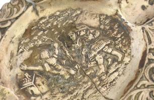 Ezüst (Ag) hamuzós 2 db, egyik ragasztott Jelzett, 36,5 g 10x7,5 cm