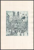 Gross Arnold (1929-2015): A Spanyol Lépcső Rómában. Ofszet nyomat, papír, jelzett a nyomaton. Az 1973-ban megjelent Corvina mappából. 21x18,5 cm.