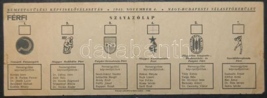 Az 1945 novemberi választás szavazólapja